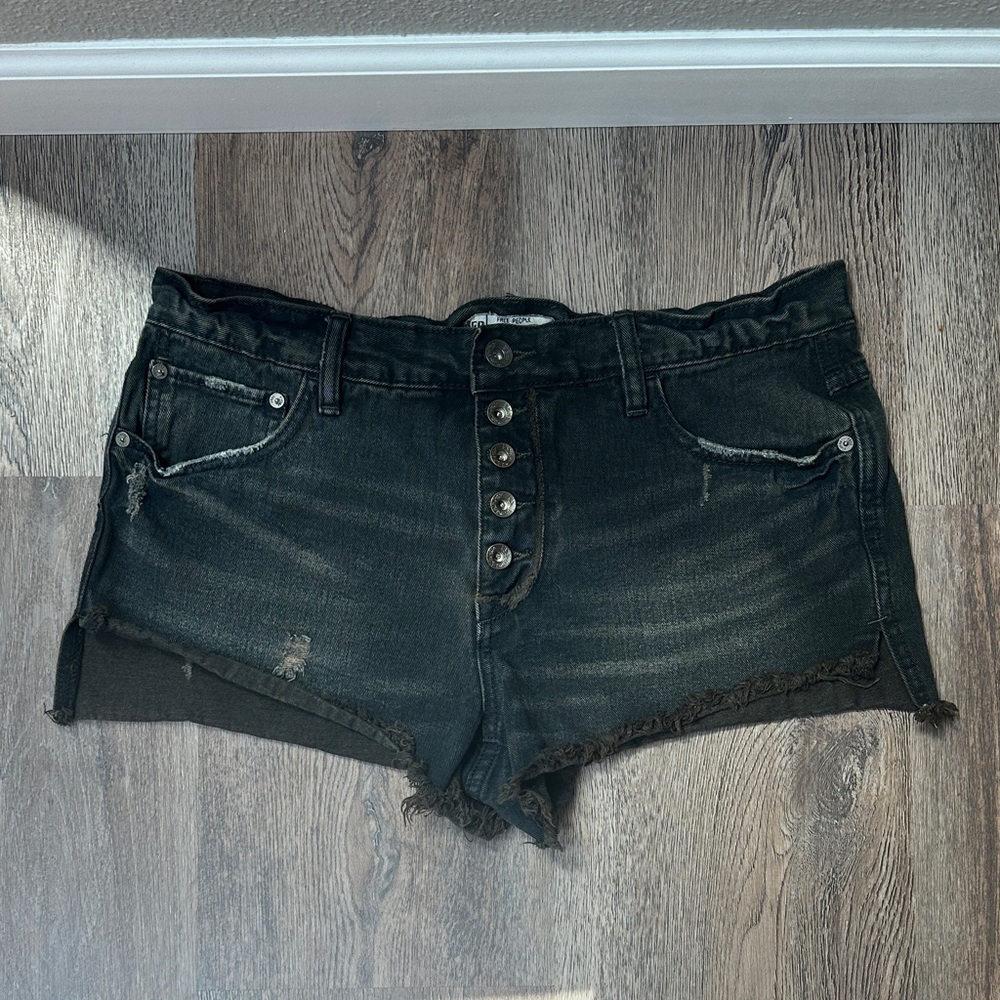 Free People Runaway Black Denim Shorts